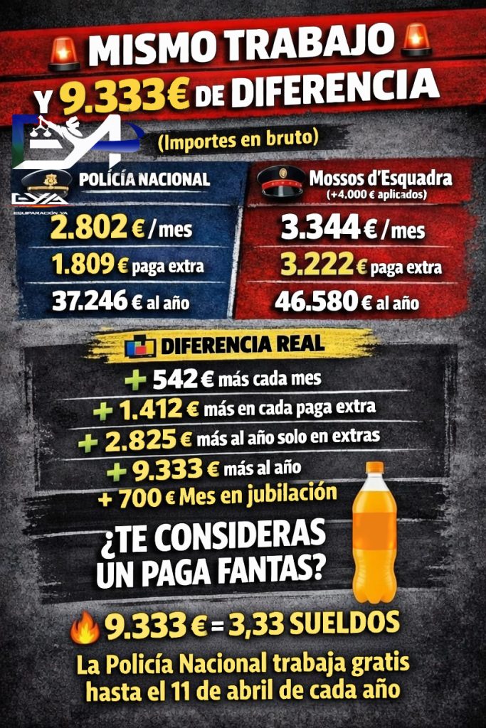 Policía Nacional mismo trabajo, diferente salario